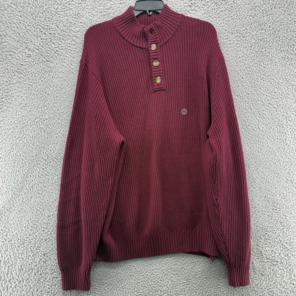 Crown & Ivy Men's 2XL‎ Red 1/4 Button Knit Sweater New